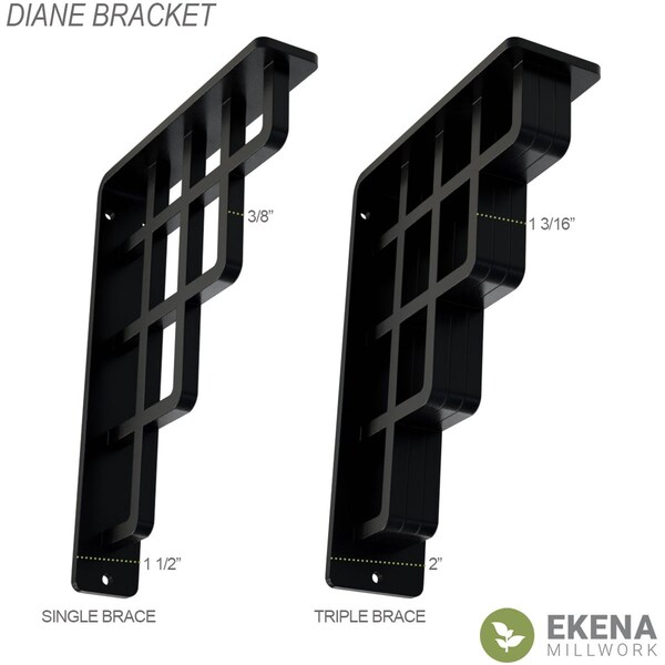 Diane Wrought Iron Bracket, (Triple Center Brace), Antiqued Bronze 2W X 5 1/2D X 8H